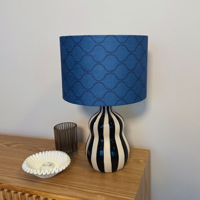 Lampenkap grafisch - blauw - ø24.5x17 cm