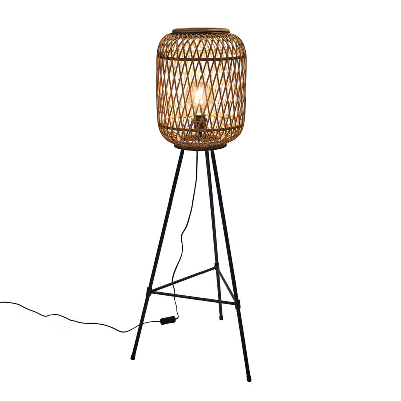 Uittrekken Brig Tropisch Bamboe lamp op poten - 29x29x118 cm | Xenos