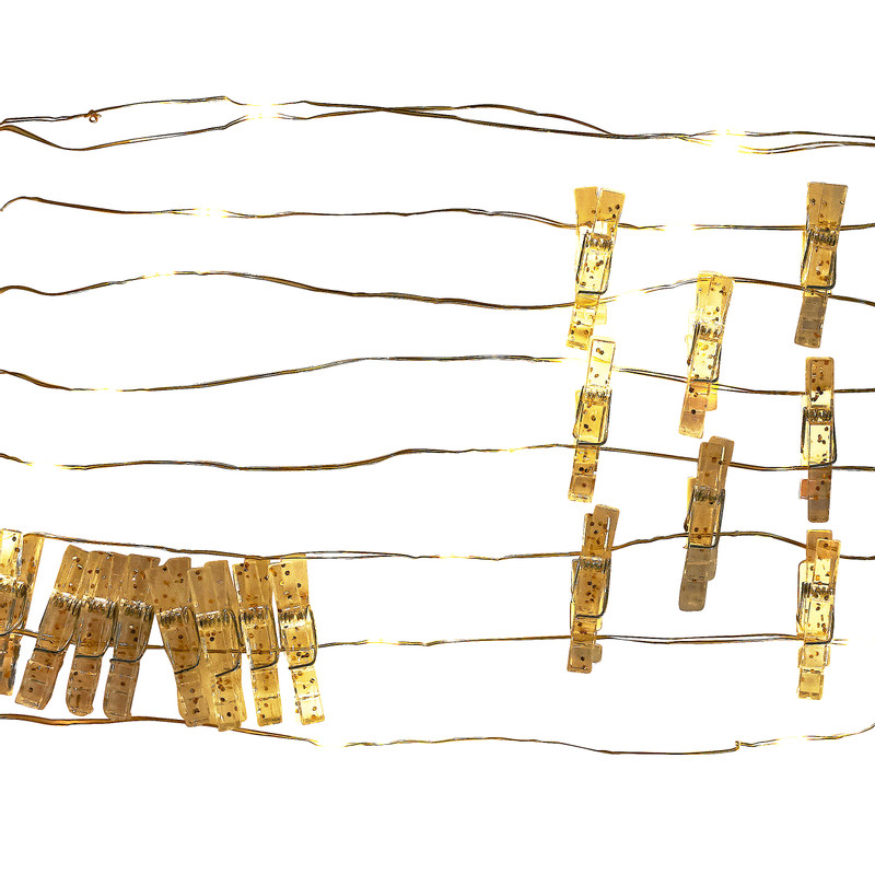 LED guirlande met knijpers - goudkleurig - 4,5 m