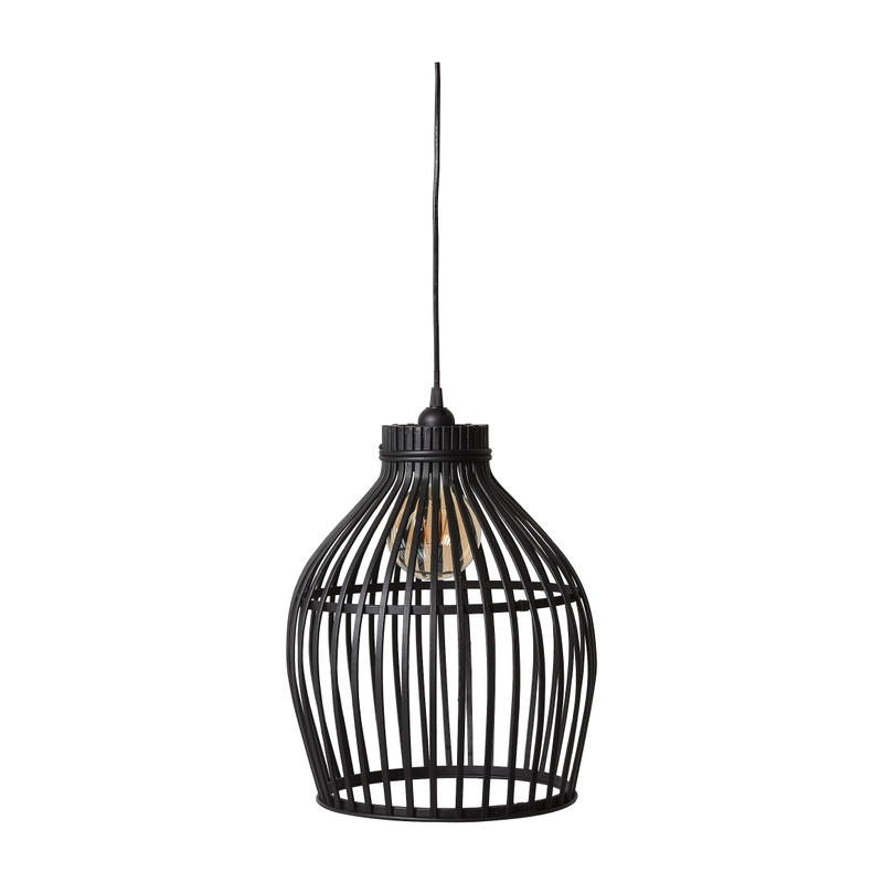 Hanglamp bamboe - zwart - 30x30x37 cm