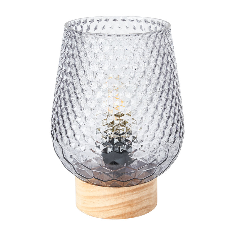 Tafellamp - glas - grijs - Ø12x17 cm