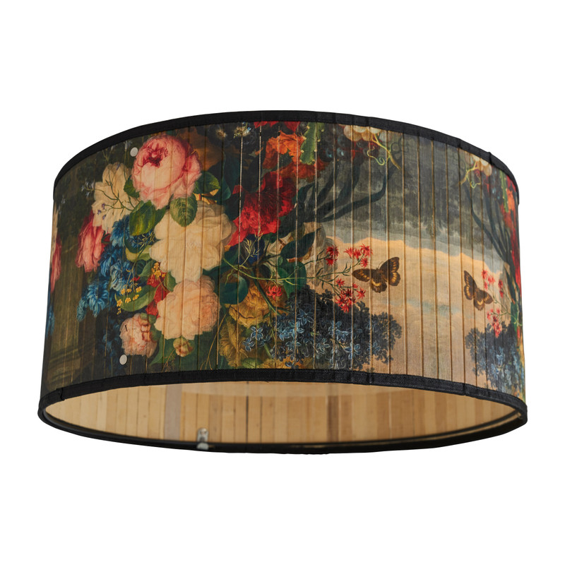 Hanglamp bamboe - bloemprint - ø50 cm