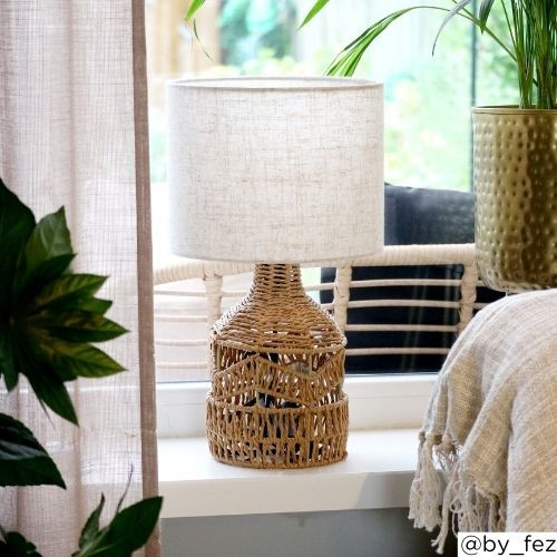 Tafellamp bruin - zeegras - ø25x40 cm