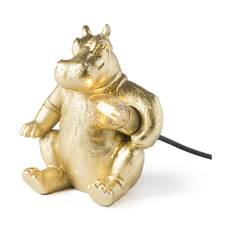 Tafellamp nijlpaard - goud - 19.5 cm