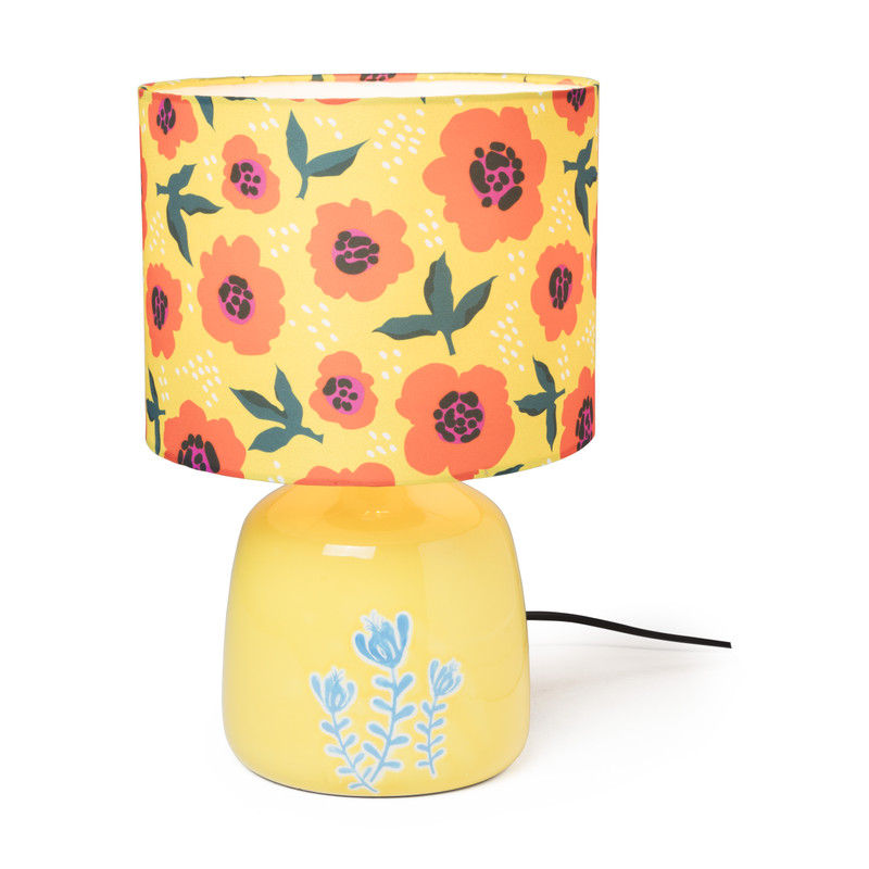 Tafellamp bloemen - geel - ø22x33.5 cm