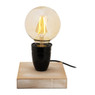 Tafellamp vintage LED - hout - 13x13x16 cm
