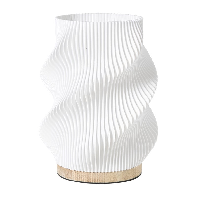 Tafellamp swirl Marian - wit/bruin - ø16x20.5 cm