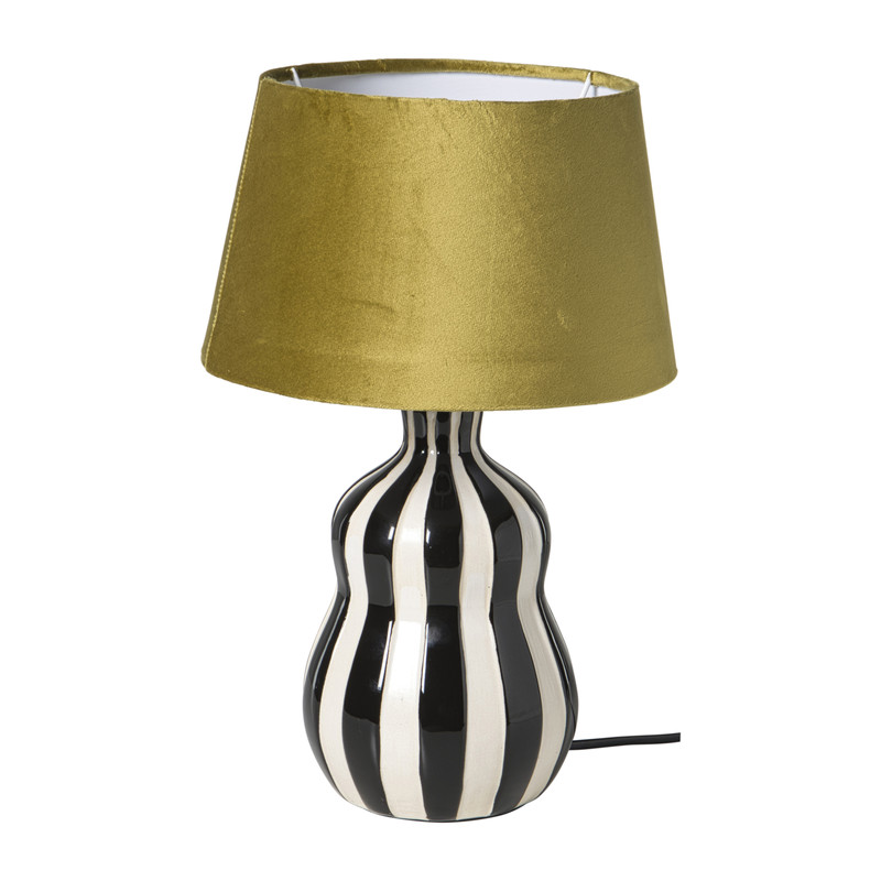 Lampvoet streepjes - zwart/wit - ø13.7x20 cm