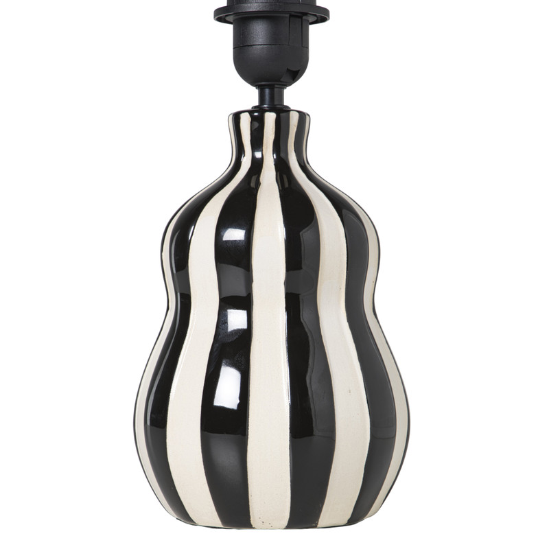 Lampvoet streepjes - zwart/wit - ø13.7x20 cm