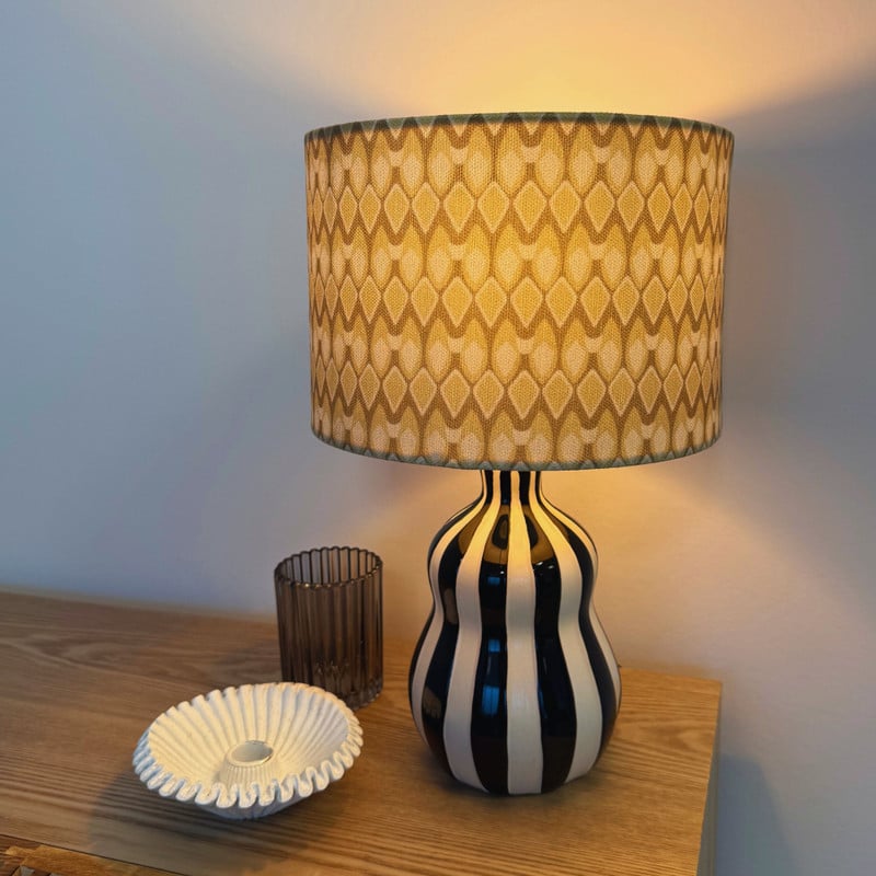 Lampvoet streepjes - zwart/wit - ø13.7x20 cm