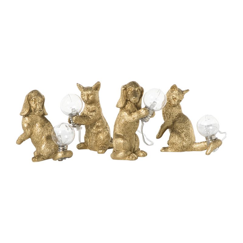 Lampje kat laag - goudkleurig - 11x10x4.5 cm