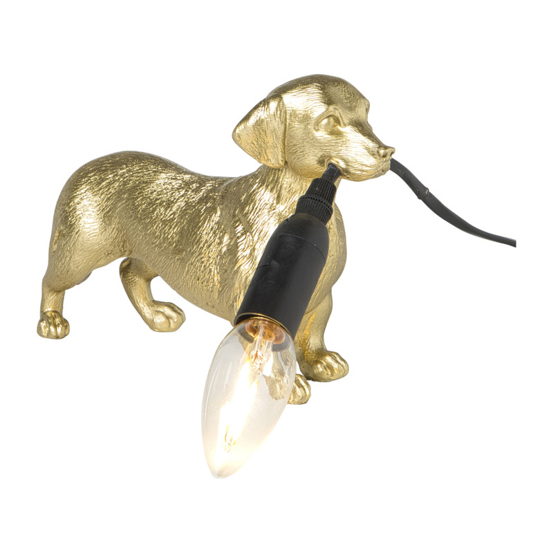 Lampvoet teckel - goudkleurig - 25x14.5x7.5 cm