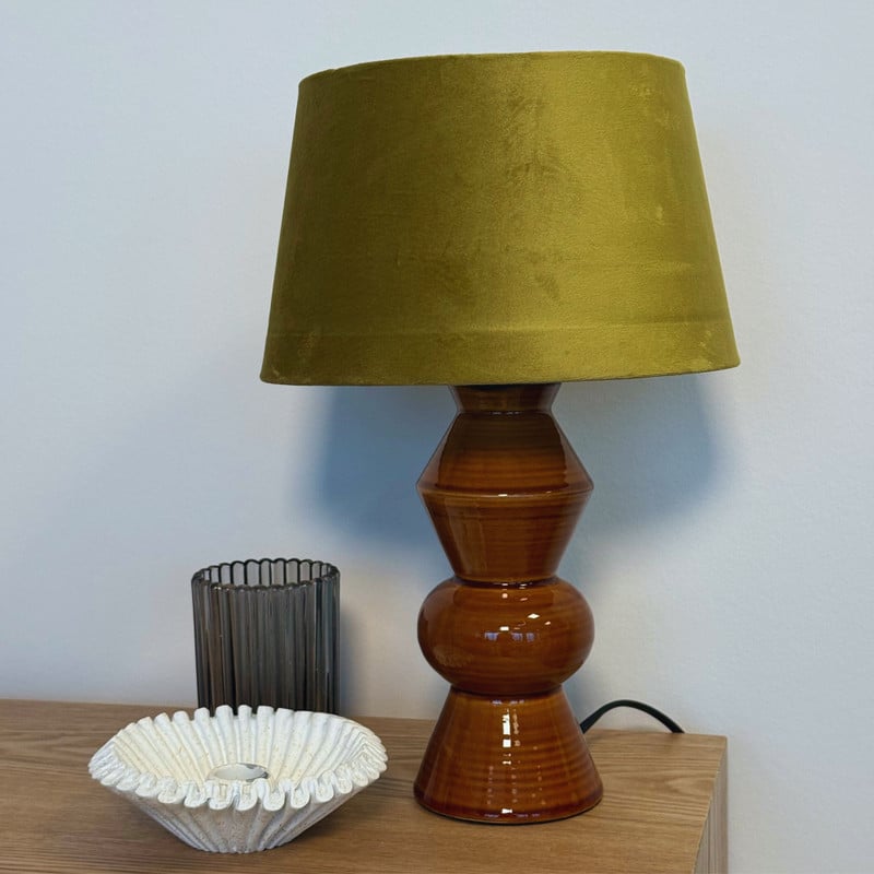 Lampvoet reactive glaze - bruin - ø9.5x21 cm