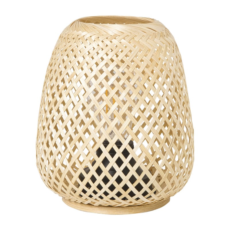 Tafellamp bamboe - bruin - ø16x18 cm