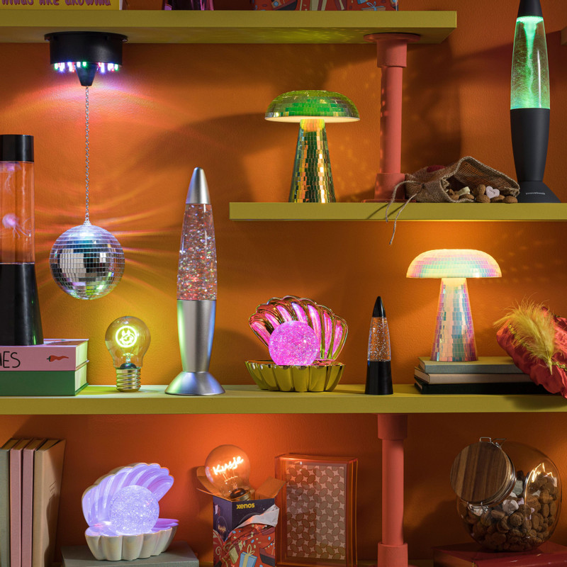 Lamp disco paddenstoel - roze - ø15x18 cm