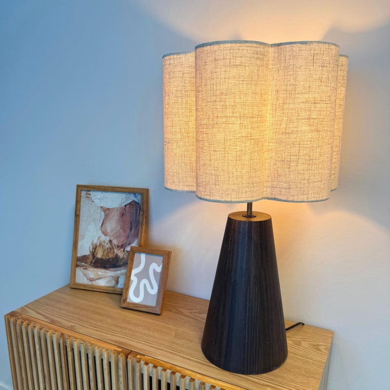 Tafellamp bloem Caroline - beige/bruin - ø35x62 cm