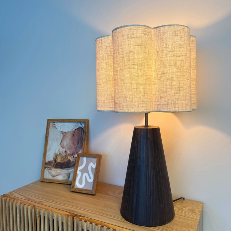 Tafellamp bloem Caroline - beige/bruin - ø35x62 cm