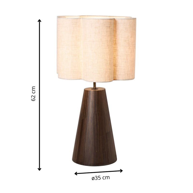 Tafellamp bloem Caroline - beige/bruin - ø35x62 cm