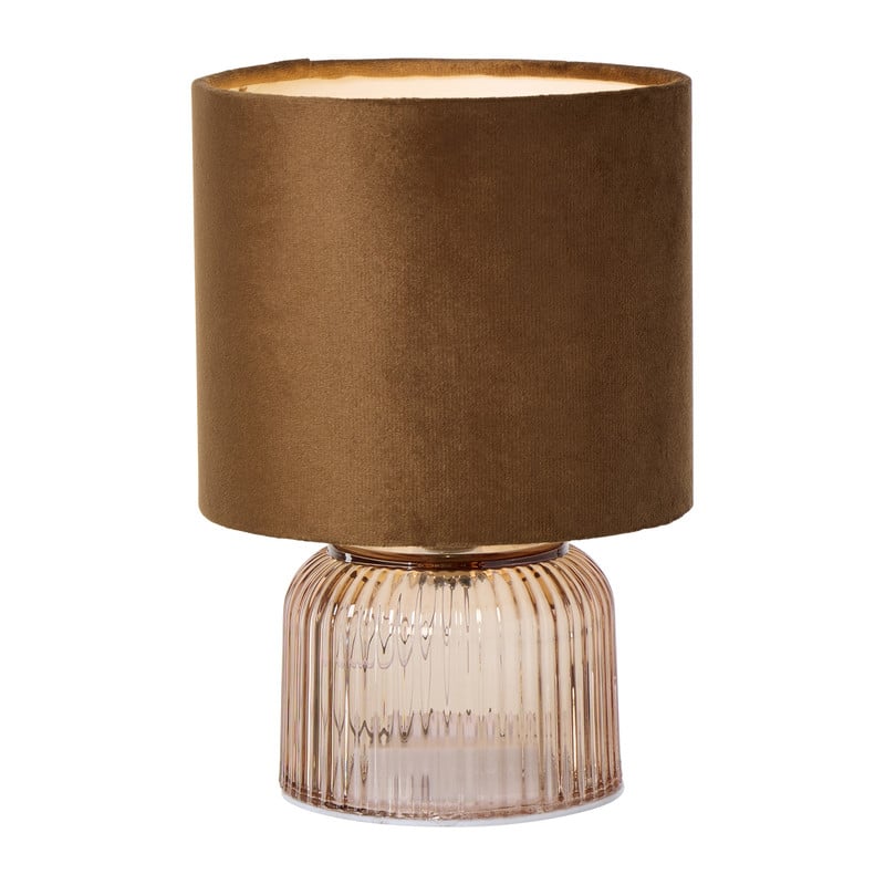 Tafellamp rib met glas - beige - ø15x22 cm