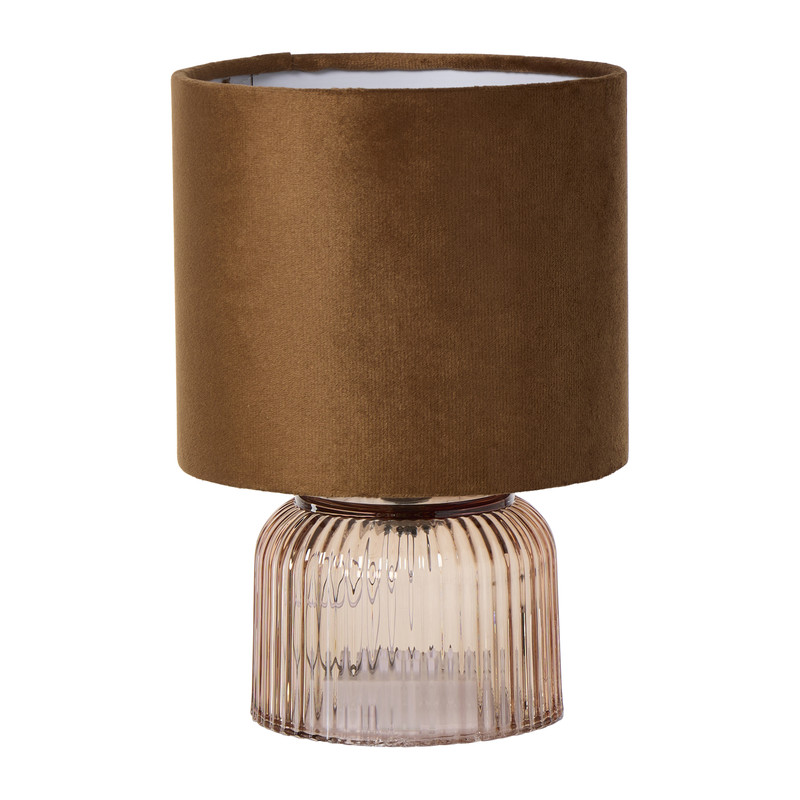 Tafellamp rib met glas - beige - ø15x22 cm