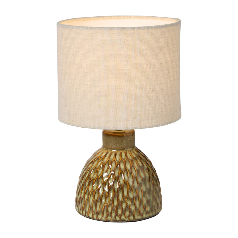 Tafellampje glaze met kap - groen/beige - ø15x25.5 cm