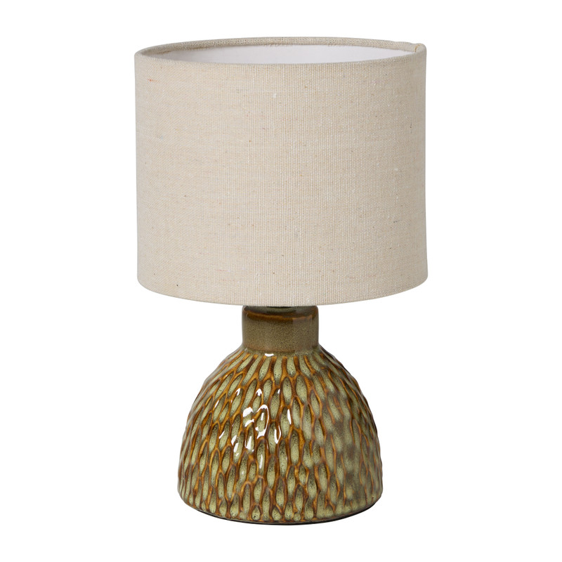 Tafellampje glaze met kap - groen/beige - ø15x25.5 cm