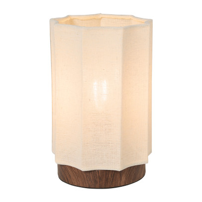 Tafellampje met geschulpte kap - beige/bruin - ø14x20.5 cm