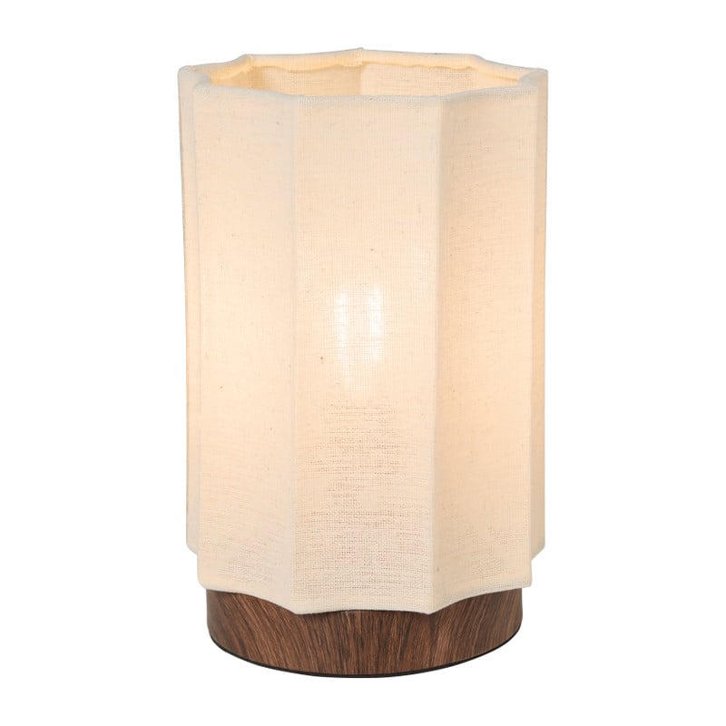 Tafellampje met geschulpte kap - beige/bruin - ø14x20.5 cm