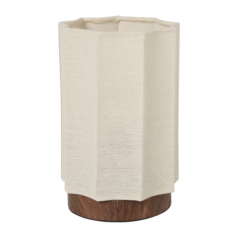 Tafellampje met geschulpte kap - beige/bruin - ø14x20.5 cm