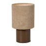 Tafellampje met badstof kap - beige/bruin - ø15x28 cm