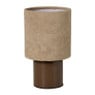 Tafellampje met badstof kap - beige/bruin - ø15x28 cm