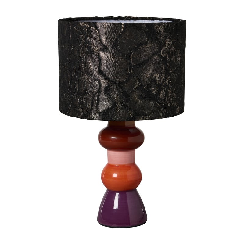 Lampvoet stapels - paars/oranje/bruin - ø9x27.5 cm