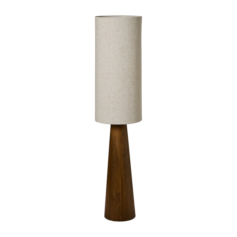 Vloerlamp hout met beige kap - bruin/beige - ø27x115 cm