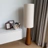 Vloerlamp hout met beige kap - bruin/beige - ø27x115 cm