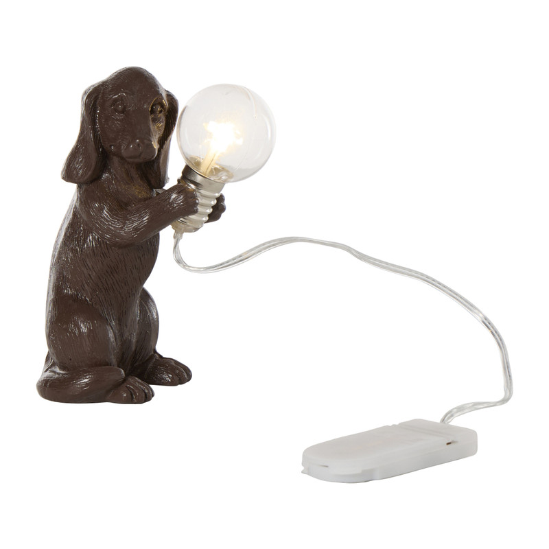 Tafellamp hond staand - goudkleurig - 5.5x9 cm