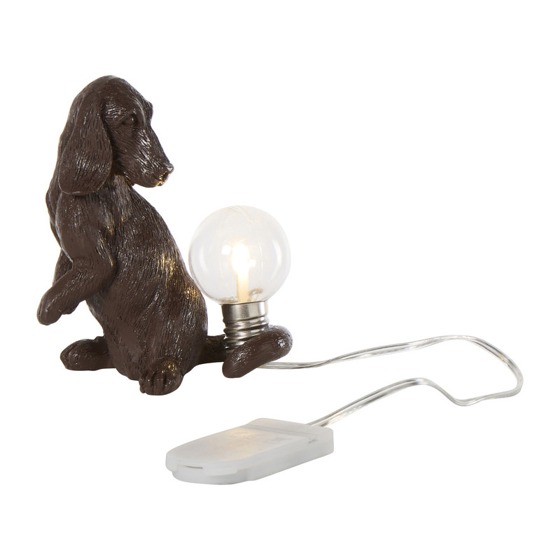 Tafellamp hond zittend - goudkleurig - 7.5x9 cm 