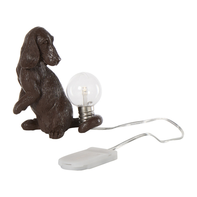 Tafellamp hond zittend - goudkleurig - 7.5x9 cm 