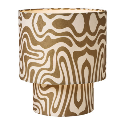 Tafellampje lijnen met kap groot - bruin/beige - ø31.5x36 cm