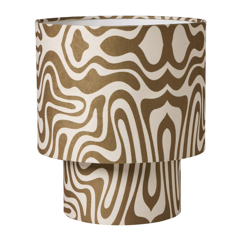 Tafellampje lijnen met kap groot - bruin/beige - ø31.5x36 cm