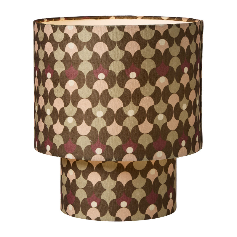 Tafellampje retro met kap groot - bruin/beige - ø31.5x36 cm