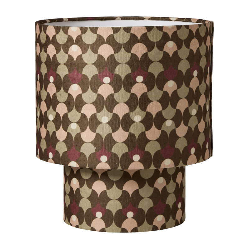 Tafellampje retro met kap groot - bruin/beige - ø31.5x36 cm
