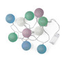 Lichtslinger cottonball guirlande - wit/roze/blauw/groen - 10 lamps