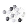 Lichtslinger cottonball guirlande - wit/grijs - 10 lamps