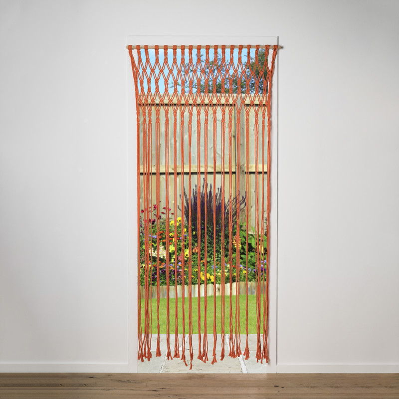 Deurgordijn macrame - oranje - 90x200 cm