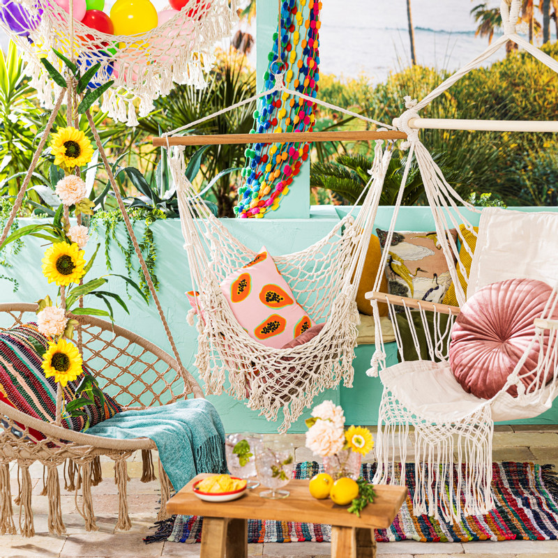 Deurgordijn pompons - 90x200 cm - kleurrijk