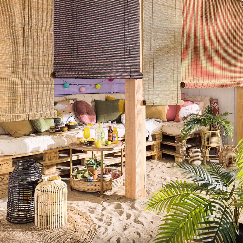 Bamboe rolgordijn - lichtbruin - 120x180 cm