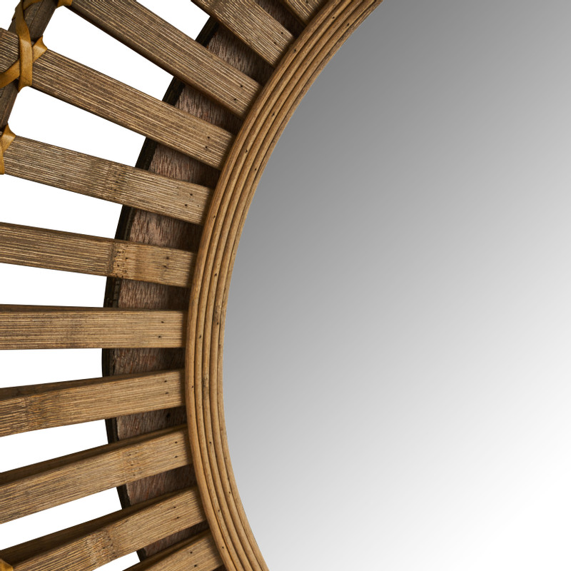 Zonnespiegel met bamboe rand - ø76 cm