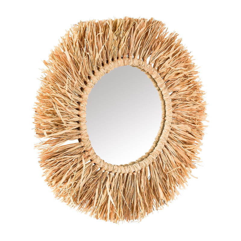 Spiegel met raffia rand - ø55 cm 