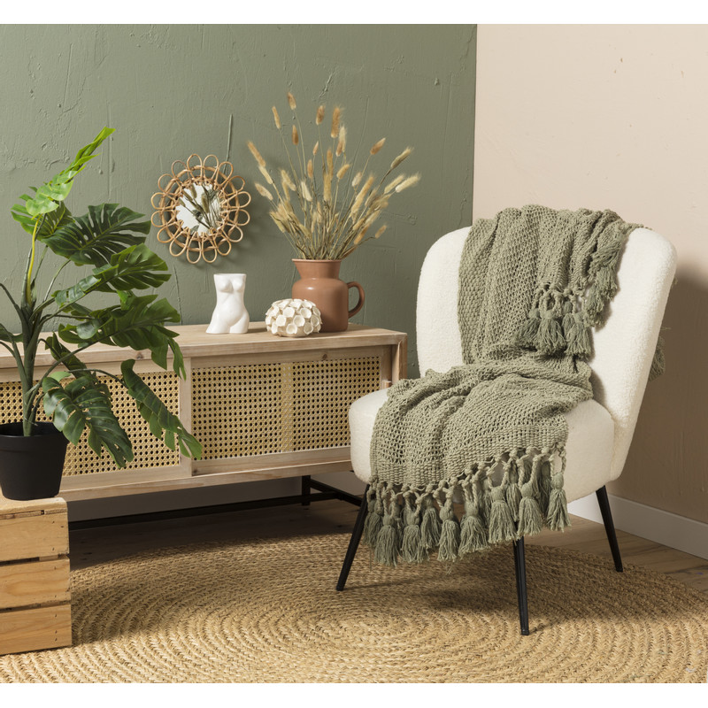 Spiegel rotan - bloem - ø30 cm