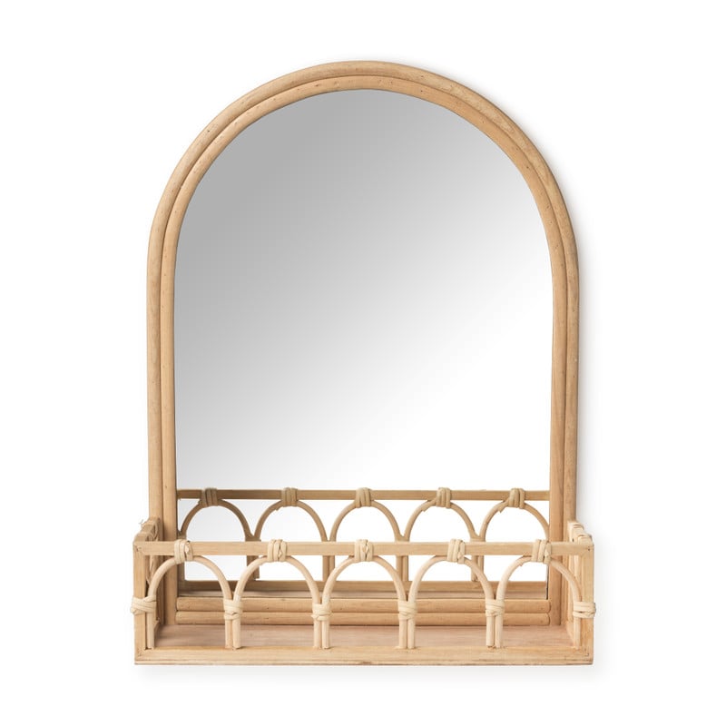 Rotan spiegel met bakje - 30x40x10 cm